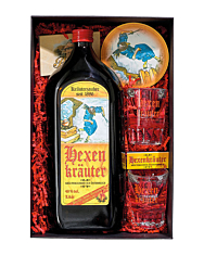 Prinz Geschenk-Set Hexentanz mit Hexenkräuter-Likör / 48 % Vol. / 1,0 Liter-Flasche & Zubehör in Box