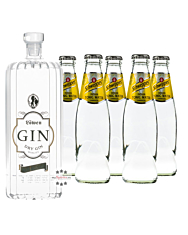 Löwen Dry Gin (40% Vol., 0,7 L) & 5 x Schweppes Indian Tonic Water (0,2 L) inkl. 0,50€ Pfand