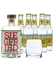 Siegfried Rheinland Gin (41 % Vol., 0,5 L) & 5x Fever-Tree Tonic (0,2 L) inkl. 0,75 € Pfand + 1 Glas