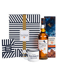 Talisker 10 Years Whisky Geschenkset mit Emaille-Tasse & Grußkarte / 45,8 % Vol. / 0,7 Liter-Flasche in Geschenkbox