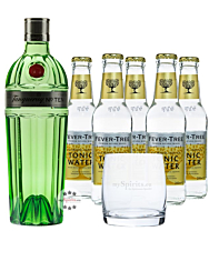 Tanqueray No. 10 Gin (47,3 % Vol., 0,7 L) & 5 x Fever-Tree Tonic (0,2 L) inkl. 0,75 € Pfand + 1 Glas