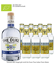 The Duke Munich Dry Gin Bio (45% Vol., 0,7 L) & 7 x Fever-Tree Indian Tonic (0,2 L) inkl. 1,05€ Pfand