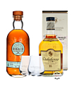 Whisky-Set: Dalwhinnie 15 + Roe & Co Whiskey mit 2 Nosing-Gläsern / 43 % + 45 % Vol. / 2 x 0,7 Liter