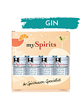 mySpirits: 4er Miniaturen-Set Gin / 43,3 - 47,3 % vol / 4 x 0,02 Liter in Deko-Box