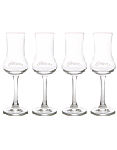 4x Orig. Prinz-Schnapskelch: Schnaps Gläser mit Prinz-Gravur und Eichstrich