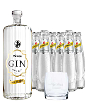 Löwen Dry Gin (40 % vol. / 0,7 Liter) & 6 x Schweppes Dry Tonic Water (0,2 Liter) inkl. 0,60 € Pfand + 1 mySpirits Tumbler Glas