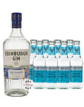 Edinburgh Gin (43 % Vol. / 0,7 L) + 8 x Fever-Tree Mediterranean Tonic Water (0,2 L) inkl. 1,20 € Pfand