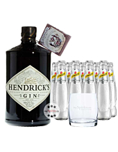 Hendrick’s Gin (44 % vol. / 0,7 Liter) & 9 x Schweppes Dry Tonic Water (0,2 Liter) inkl. 0,90 € Pfand + 1 Tumbler Glas