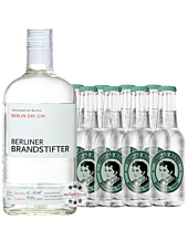 Gin Tonic Set: Berliner Brandstifter Gin (43,3 % Vol. / 0,7 Liter) + 8 x Thomas Henry Botanical Tonic Water (0,2 Liter) inkl. 1,20 € Pfand