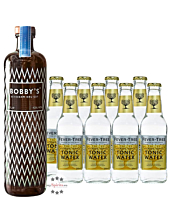 Bobby’s Dry Gin (42 % Vol. / 0,7 Liter) + 8 x Fever-Tree Indian Tonic Water (0,2 L) inkl. 1,20 € Pfand