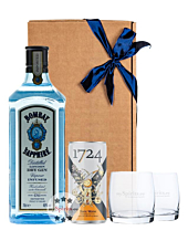 Geschenk-Set: Bombay Sapphire Gin (40 % Vol. / 0,7 L) + 1724 Tonic Water (0,2 L) inkl. 0,25 € Pfand + 2 x mySpirits Tumbler in Geschenkbox