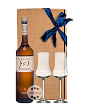 Geschenk-Set: Bonaventura Maschio Grappa 903 Barrique (40 % Vol. / 0,7 L) + 2 x mySpirits Schnapskelch in Geschenkbox