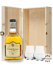 Geschenkset Dalwhinnie 15 Jahre Whisky (43 % Vol. / 0,7 l) mit zwei Nosing-Gläsern in Holzschatulle