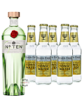 Tanqueray No. 10 Ten Gin (47,3 % Vol., 0,7 L) & 5 x Fever-Tree Premium Indian Tonic Water (0,2 L)  inkl. 0,75 € Pfand