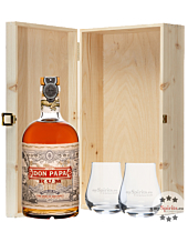 Geschenkbox Don Papa Rum (40 % Vol. / 0,7 l) mit zwei Nosing-Gläsern in Holzschatulle