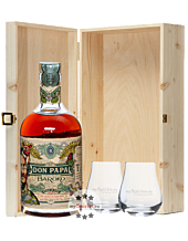 Geschenkset Don Papa Baroko / 40 % vol / 0,7 l + 2 x mySpirits Nosing-Glas in Holzkiste