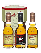 Glenfarclas Miniaturenset 10 YO, 12 YO, 105° Probierset / 40 – 60 % Vol. / 3 x 0,2 Liter-Flasche in Deko-Box