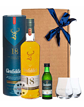 Geschenk-Set: Glenfiddich 18 Whisky (40 % Vol. / 0,7 L) + Glenfiddich 12 Whisky Mini (40 % Vol. / 0,05 L) + 2 x mySpirits Nosingglas in Geschenkbox