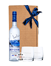 Geschenk-Set: Grey Goose Vodka (40% Vol. / 0,7 L) + 2 x mySpirits Tumbler in Geschenkbox