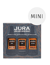 Jura Whisky Probierset Journey, Seven Wood, 10 Jahre / 40 – 42 % Vol. / 3 x 0,05 Liter-Flasche in Deko-Box