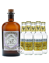 Monkey 47 Dry Gin (47 % vol. / 0,5 Liter) & 5 x Fever-Tree Indian Tonic Water (0,2 Liter) inkl. 0,75 € Pfand