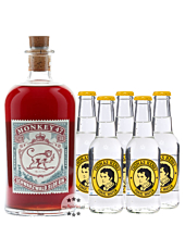 Monkey 47 Sloe Gin (29 % Vol., 0,5l) & 5 x Thomas Henry Tonic Water (0,2l) inkl. 0,75 € Pfand