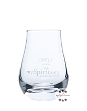 mySpirits Schnapsglas - kleines Nosingglas mit mySpirits-Druck mit 4cl Eichstrich / Fassungsvermögen: 12 cl, Höhe: 8cm