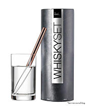 Eisch Whiskypipetten Set kupfer in Geschenkdose / Whiskypipette L: 170 mm, Ø 8 mm, Wasserglas 190 ml