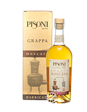 Pisoni: Grappa Trentina Moscato Barricata / 45 % Vol. / 0,7 Liter-Flasche in Geschenkkarton