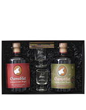 Prinz Geschenk-Set "Gamsblut Duo" / 23 % Vol. / 2 x 0,5 Liter-Flasche & 2 x Hüttenglas