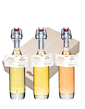 Prinz: Geschenk-Set Holzfass-Traum mit Alte Haus-Zwetschke, -Kirsche & -Wald-Himbeere / 41 % Vol. / 3 x 0,2 Liter-Flasche in Holzbox 