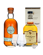 Whisky-Set: Dalwhinnie 15 + Roe & Co Whiskey mit 2 Nosing-Gläsern / 43 % + 45 % Vol. / 2 x 0,7 Liter