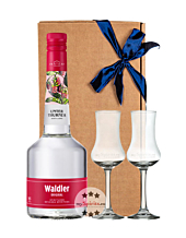 Unterthurner Geschenk-Set Waldler original Waldhimbeerschnaps mit 2 Kelch-Gläsern / 39 % vol. / 0,7 l in Geschenk-Schachtel