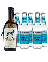 Windspiel Premium Dry Gin (47 % Vol., 0,5 L) & 5 x Fever-Tree Mediterranean Tonic Water (0,2 L) inkl. 0,75 € Pfand