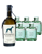 Windspiel Premium Dry Gin (47 % vol, 0,5 l) & 5 x Match Mediterranean Tonic Water (0,2 l) inkl. 1,50 € Pfand