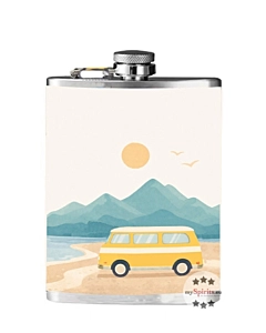 Camping Flachmann mit Ron Elmilio Premium Rum / 40 % vol / 0,2 Liter-Flasche aus Edelstahl