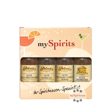 mySpirits: 4er Miniaturen-Set Alte Sorten / 41 % vol / 4 x 0,02 Liter-Flasche in Deko-Box