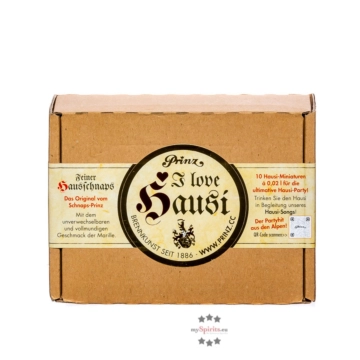 Prinz Miniaturen-Probierset „I love Hausi“ 10er Box / 34 % Vol. / 10 x 0,02 Liter-Flasche