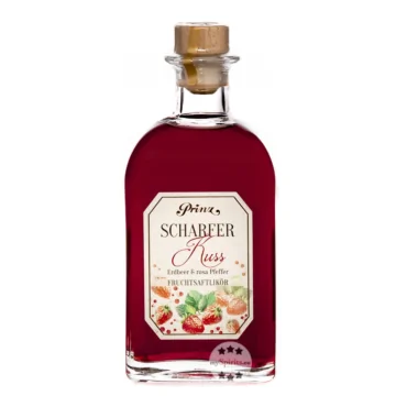 Prinz Scharfer Kuss Likör – Erdbeer & rosa Pfeffer Sommerlikör / 16 % Vol. / 0,5 Liter-Flasche